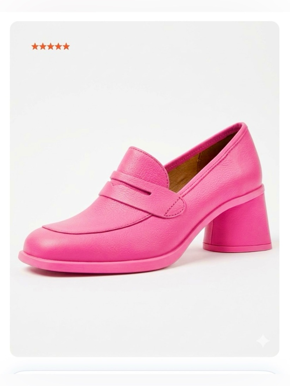 Camper Kiara  Pink Leather Penny Loafers